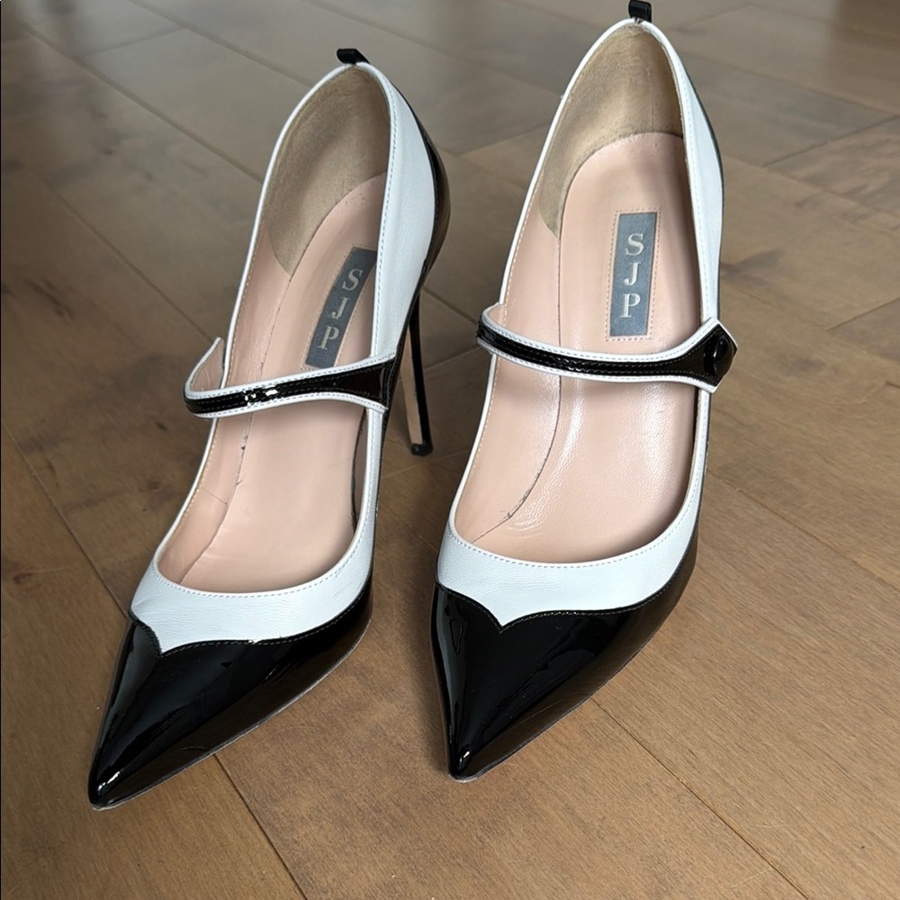 SJP by Sarah Jessica Parker Black & White Patent Mary Jane Pumps